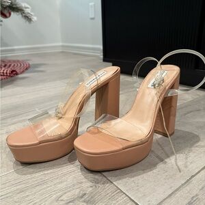 Steve Madden Nude Platform Heels with Clear Straps